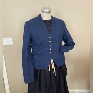 Cynthia Rowley Linen jacket. Navy Blue. Peplum. Small petite